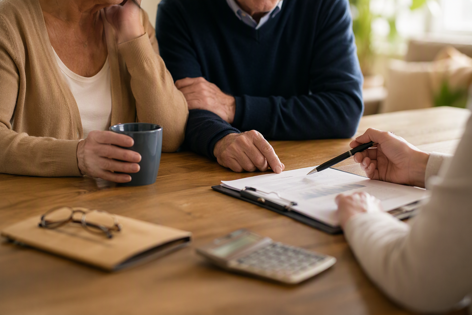 Inheritance advice Happy woman in aged care reading book